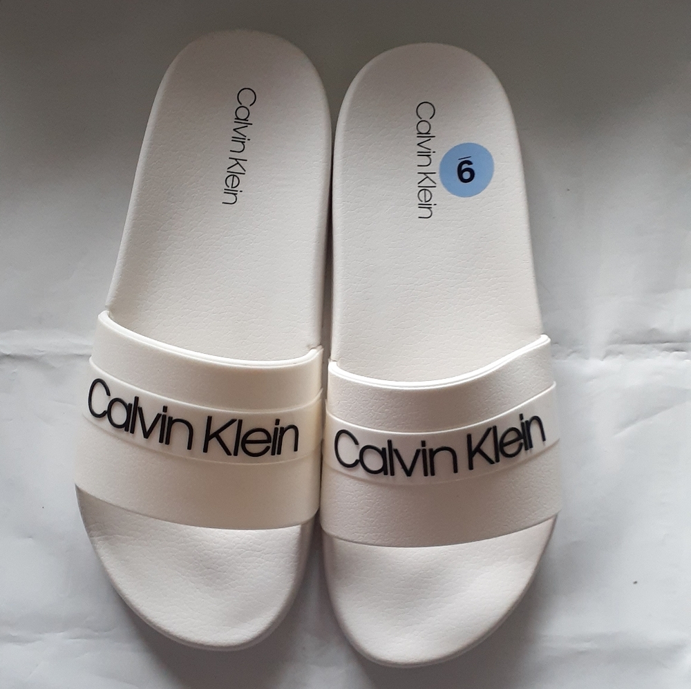Calvin Klein White Slides